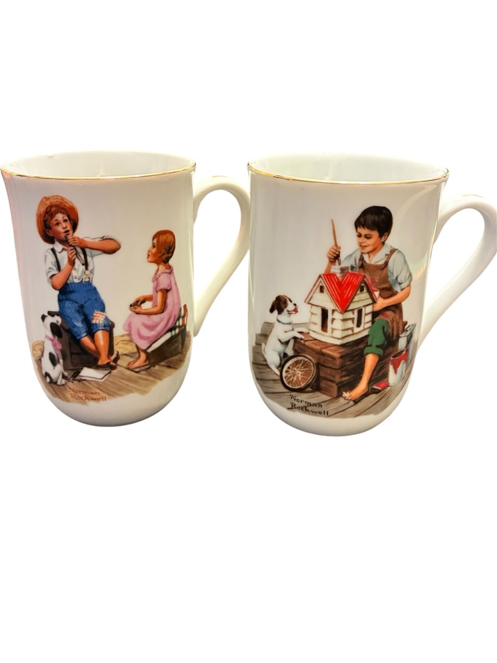 ☕ Norman Rockwell Museum 1982 Music Master & A Dollhouse for Sis Mug Set